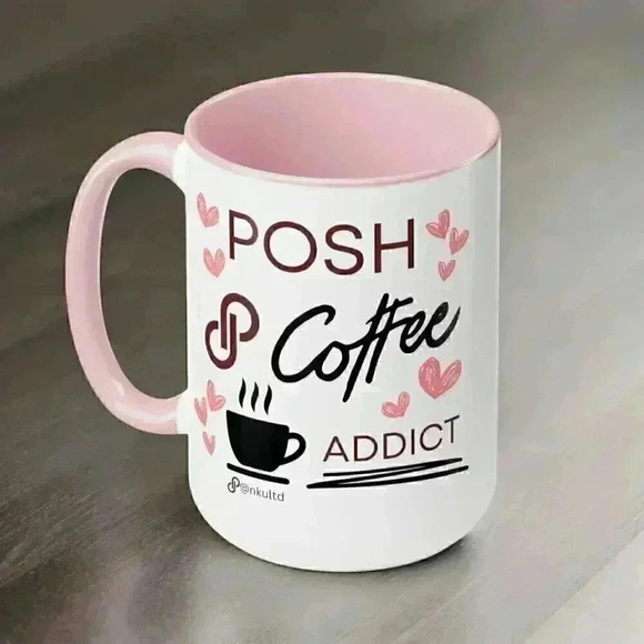 Posh Coffee Addict 15oz Ceramic Mug | Pink Handle | Cute Poshmark Lover Gift - Picture 9 of 9